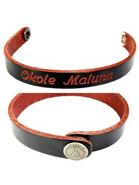 Okole Maluna Mens Leather Bracelet XL 8" Magic Kingdom FrontierLand Hawaii Tiki